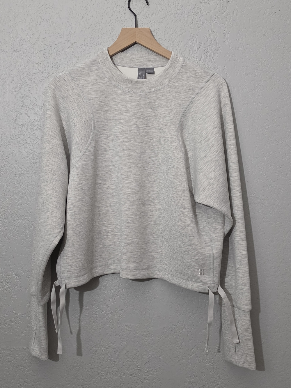 Sweaty Betty Tie Hem Sweatshirt Light Heather Gray Crewneck Women Size 6